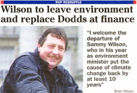 Another DUP ignoramus gets promoted - man who can't see climate change in charge of economic climate