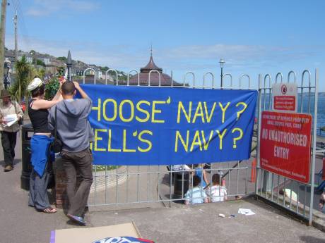 Click on image to see full-sized version Members of Cork Shell to Sea make their voice heard at the Naval Pier in Cobh