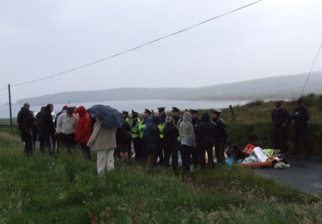 Supporters gather at the lock-on