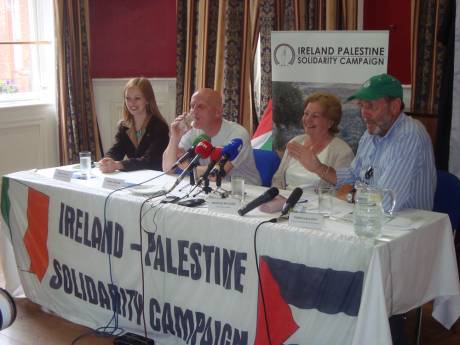 L-R: Frea Hughes (IPSC), Derek Graham, Mairead Maguire & Denis Halliday