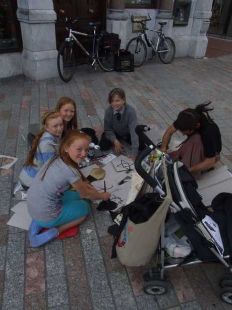 Click on image to see full-sized version Cork city children helping with vigil preparations
