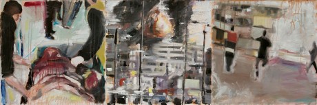 Click on image to see full-sized version Gaza Ambulance by Caoimhghin Ó Croidheáin Triptych / Oil on canvas / 60cm x 180cm / 23.6 in x 70.6 in