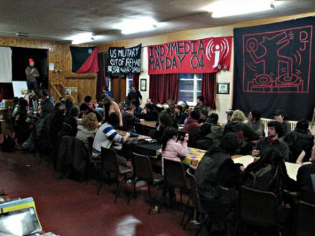 Sitting down for dinner at the end of the fair