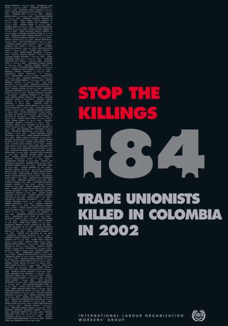 ILO poster on the killing of trade unionists in Colombia