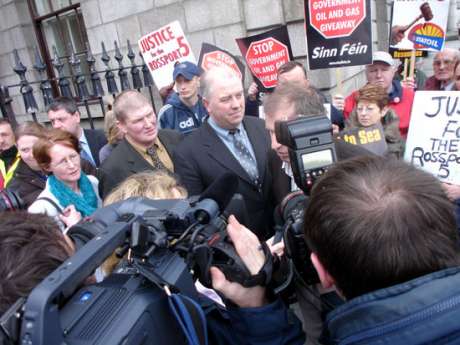 Maureen McGrath (Vincent's wife), Philip McGrath, Willie Corduff and Vincent McGrath (partially obscured by camera)