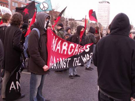 Anarchists Against The War Banner
