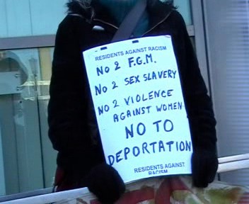 RAR poster outside Irish National Immigration Service offices in Dublin