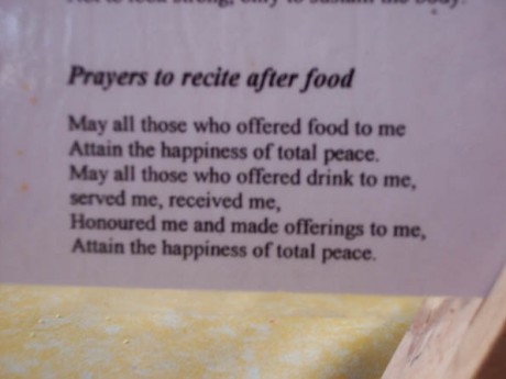 Prayer after food