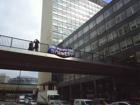 banner drop at Waterloo