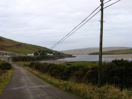 Click on image to see full-sized version The road from Pollatomish to Glengad, with the cemetery on the left