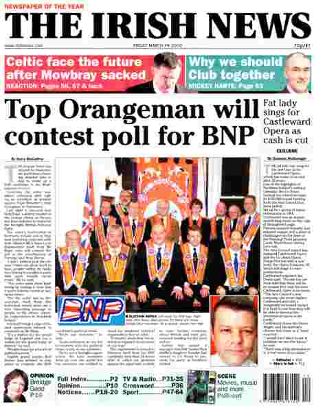 Orange Order linked to Fascist British National Party (BNP) - CLICK to READ