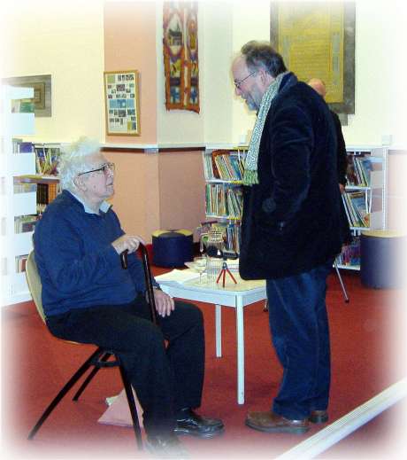 Playwright John Arden (seated) with poet Patrick Early