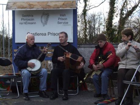 Click on image to see full-sized version Music for Pat at the prison gates, played by his neighbours and friends from Erris