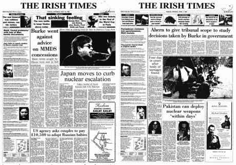 Story of Ray Burke and money from Independent Newspapers associated company -  reported 30 May 1 June 1998 - see PDF dossier