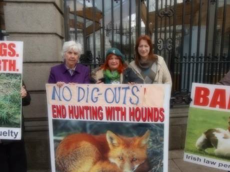 Clare Daly TD, Maureen O' Sullivan TD and Bernie Wright at demo