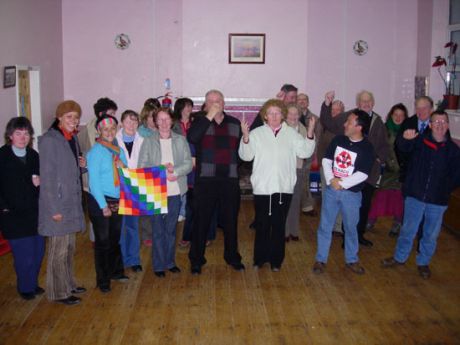 The now traditional pose for a group shot after public meetings in Glenamoy