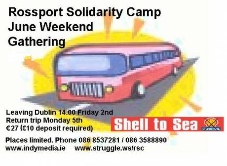 Illegible flyer for Rossport bus