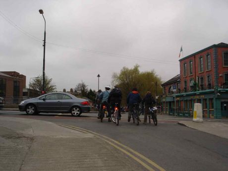 greenway cyclists at the barge