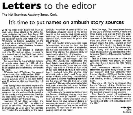 Historian Meda Ryan turns up the pressure on Peter Hart - double-click to read, left-click & save to download.