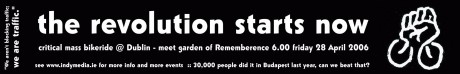 critical mass flyer mayday 2006 Dublin flyer