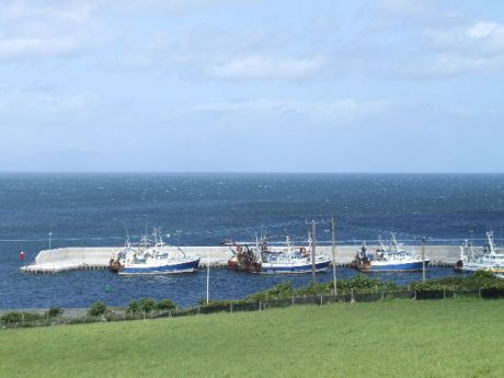 Port Oriel Harbour viewed from the approach road from Clogherhead village.