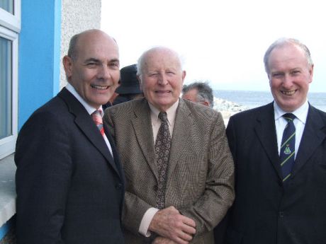 Michael Curran, director of the community and enterprise section of Louth county council pictured with Nicholas McCabe and Padraic Fallon after the opening and after the shower.