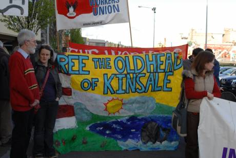 Free the Old Head of Kinsale!  John Maguire and Rosie Meade (left of banner)