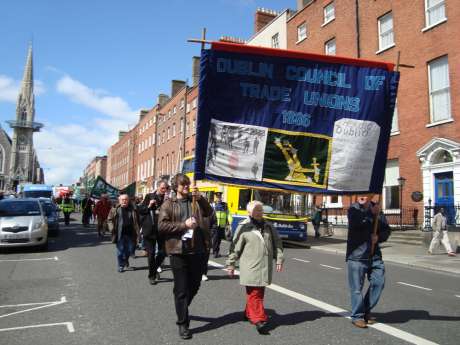 DCTU banner leads the march