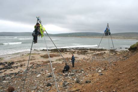 Tripods on the shoreline
