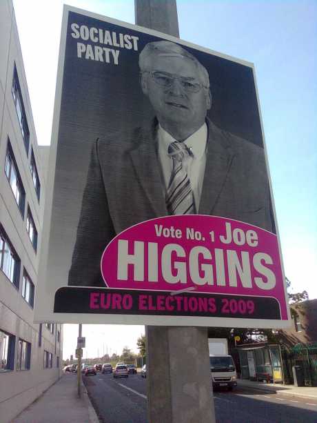 Joe Higgins poster on pole