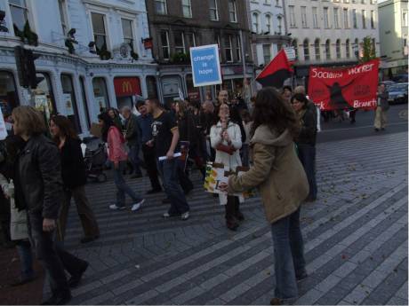 March arriving at Daunt Sq. and getting showered with flowers!