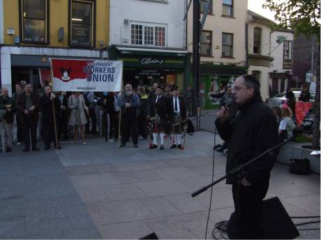 Mick Barry (SP) speaking at Daunt Sq.