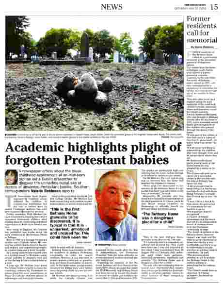 Irish News article on discovery of Bethany graves by Valerie Robinson - 22 May 2010