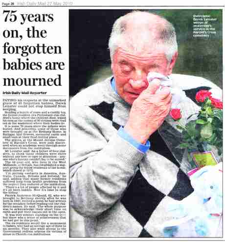 75 years on, the forgotten babies are mourned - irish Daily Mail 27 May 2010