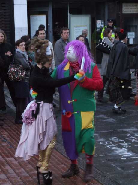 Local legend Pat the Picket takes the Bearded Lady for a twirl round Daunt Sq.