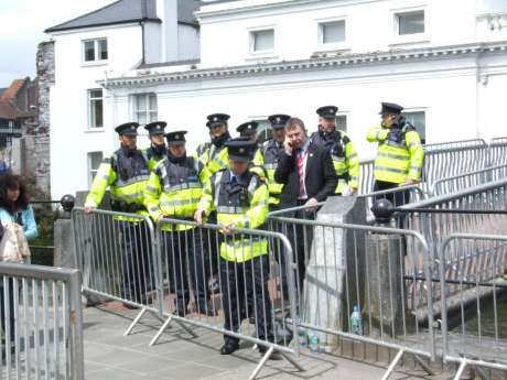 Blocking off access to the city centre, Nano Nagle footbridge