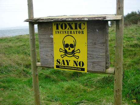 Click on image to see full-sized version The sign on the way into the 'right of way' through the proposed incinerator site (just like the Rossport compound or the East Galway superdump building site!)