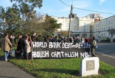 Break the World Bank Banner