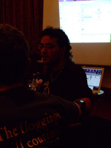 Click on image to see full-sized version Leiser giving the talk