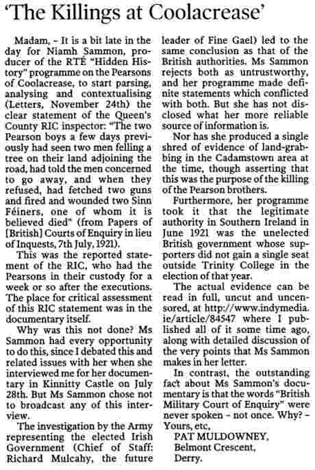 Muldowney answers Sammon 27 November 20007 Irish Times (click to read)