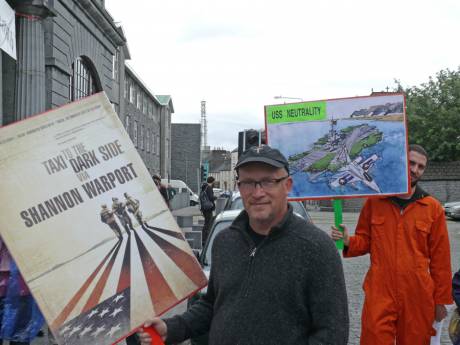 Alex Gibney, director of the 2007 Academy Award for Documentary Feature; Taxi to the Dark Side outside Galway Town Hall during last Summer's Film Fleadh with Peoples Inspection Team and GAAW activist, Laurent.