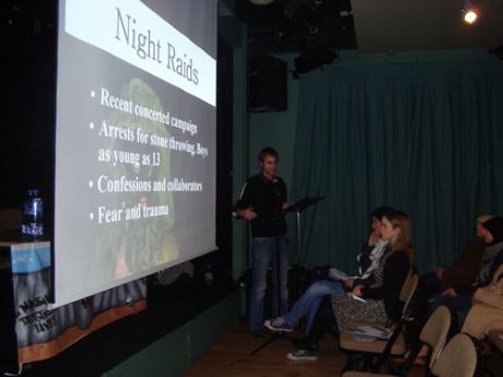 Pete explaining about the purposes of the Israeli Night Raids