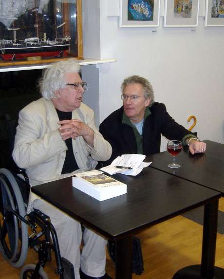John Arden and Fintan O'Toole before the launch