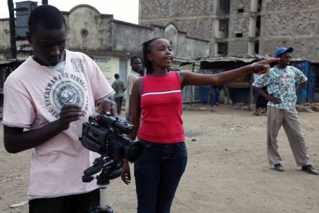 Esther Waweru directing a soap