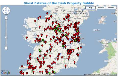 Ghost Estates of the Irish Property Bubble.  Image taken from: Ghostestates.com