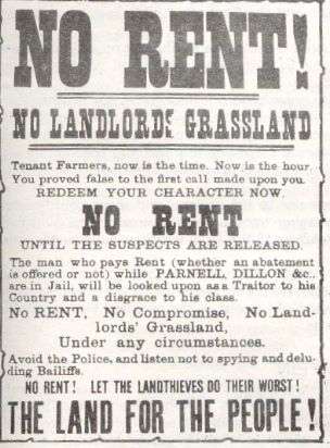 Irish land League poster dating from the 1880s