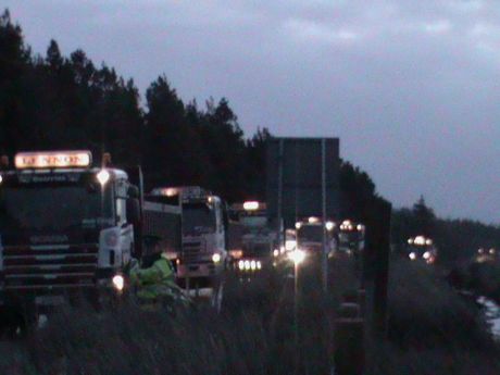 Quarry trucks all blocked up