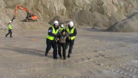Campaigner getting dragged out of Barrett's Quarry