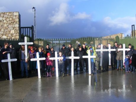 Outside Gate 1 with the new crosses