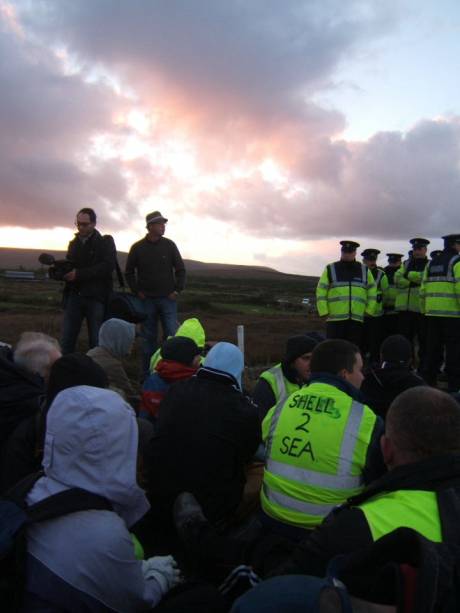 Click on image to see full-sized version The first sit down blockade of many.